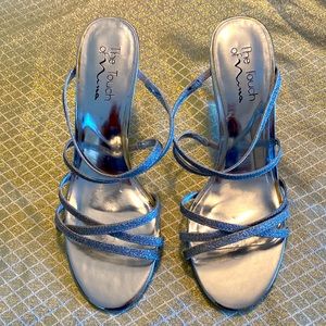 Touch of Nina strappy silver glitter slip on sandals